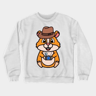 Funny hamster is holding a camera Crewneck Sweatshirt